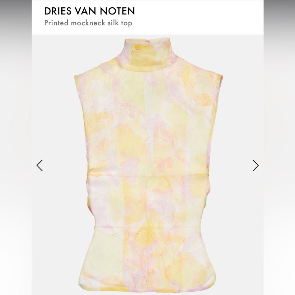 DRIES VAN NOTEN Printed mockneck silk top Size 40